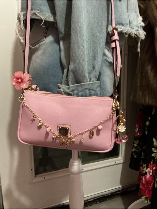 Dooney & Bourke Handbags - Dooney & Bourke Pink Crossbody Bag with Gold Charm Chain